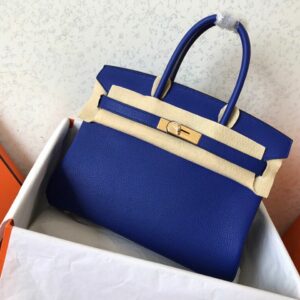 Hermes Birkin Electric Blue 7T For Women Gold Toned Hardware 11.8in/30cm