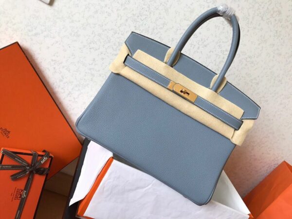 Hermes Birkin Electric Blue Lin J7 For Women Gold Toned Hardware 11.8in/30cm