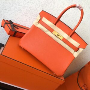 Hermes Birkin Electric Orange Poppy 8V For Women Gold Toned Hardware 11.8in/30cm