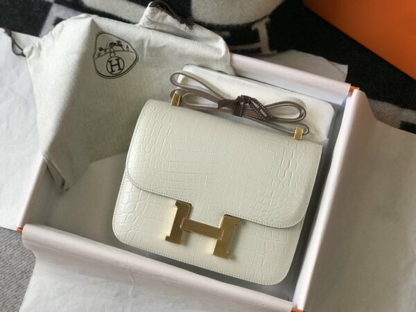 Hermes Constance 23 Pattern Crocodile White For Women, Women’s Handbags, Shoulder Bag 9in/23cm