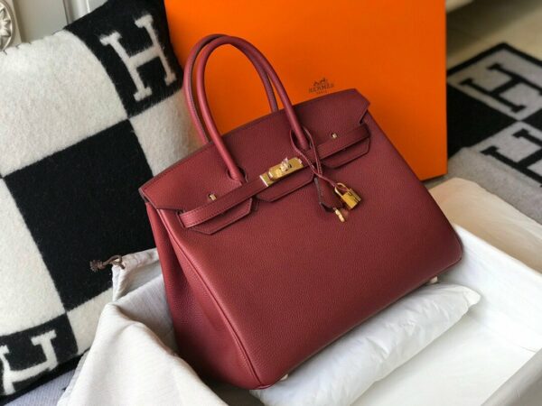 Hermes Birkin Garnet Red Clemence With Gold Hardware Bag For Women, Women’s Handbags, Shoulder Bags 30cm/12in