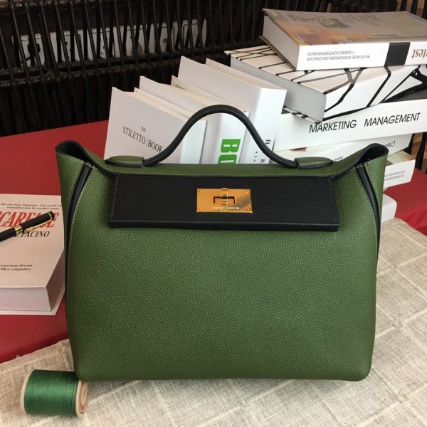 Hermes 24/24 Clemence Swift Green Gold Toned Hardware For Women, Women’s Handbags, Shoulder Bags 11.4in/29cm