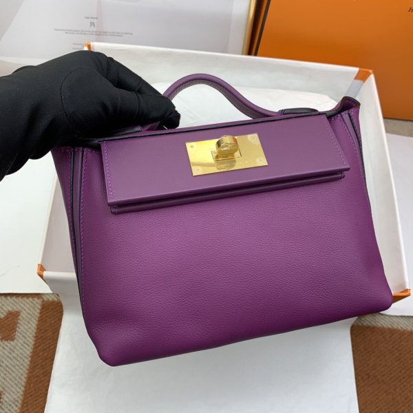 Hermes 24/24 Mini Evercolor Swift Purple For Women, Women’s Handbags, Shoulder Bag 8.2in/21cm