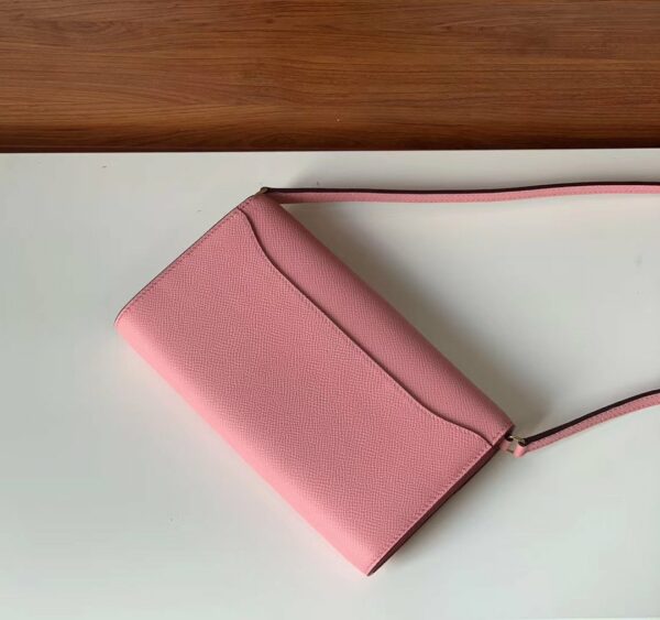 Hermes Constance Togo Long Wallet 21cm/8.3in Gold Toned Hardware For Women Pink