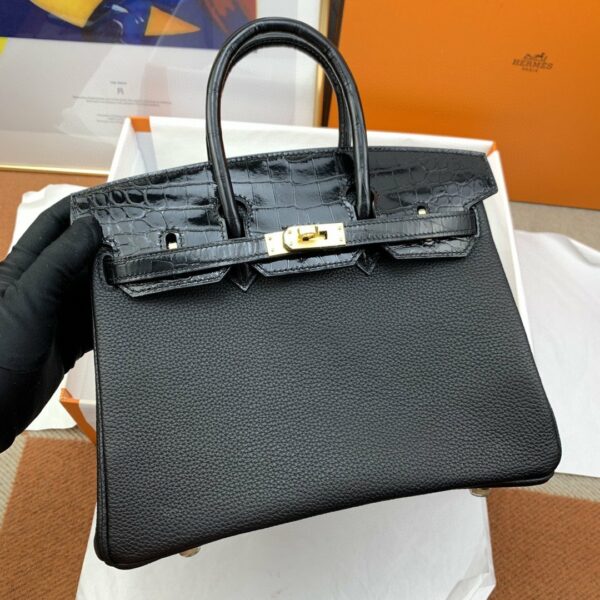 Hermes Birkin Nata Swift Black For Women Gold Toned Hardware 10in/25cm