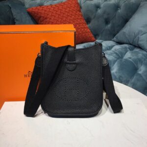 Hermes Evelyne II TPM Bag Black For Women Silver Toned Hardware 7.9in/20cm