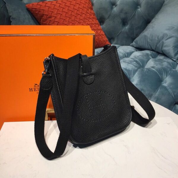 Hermes Evelyne II TPM Bag Black For Women Silver Toned Hardware 7.9in/20cm