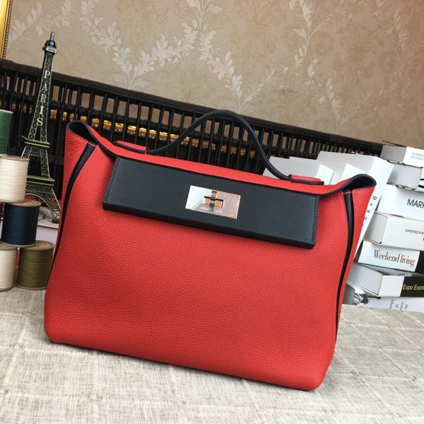 Hermes 24/24 Clemence Swift Red Silver Hardware For Women, Women’s Handbags, Shoulder Bags 11.4in/29cm