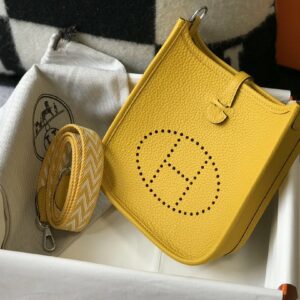 Hermes Evelyne 16 Amazone Bag Yellow With Silver-Toned Hardware For Women, Women’s Shoulder And Crossbody Bags 6.3in/16cm