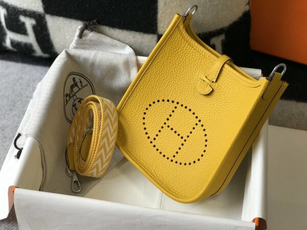 Hermes Evelyne 16 Amazone Bag Yellow With Silver-Toned Hardware For Women, Women’s Shoulder And Crossbody Bags 6.3in/16cm