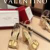 Valentino Garavani Strap Heeled Sandals With V Logo Signature Embellishment Light Yellow For Women