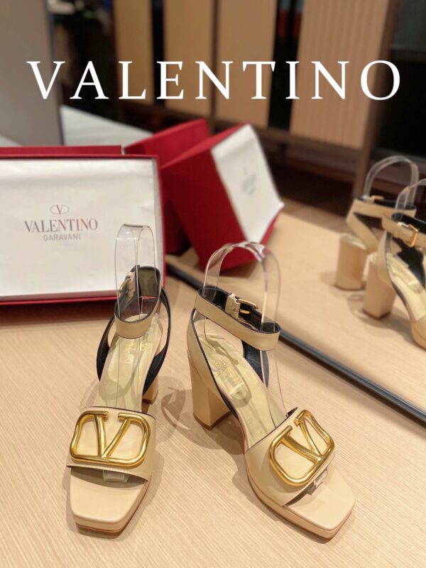 Valentino Garavani Strap Heeled Sandals With V Logo Signature Embellishment Light Yellow For Women