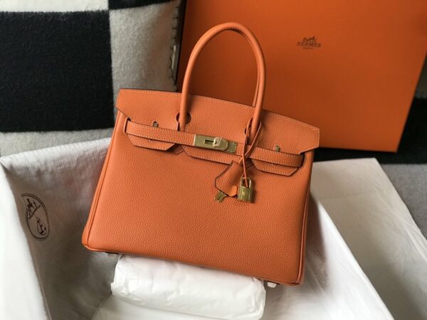 Hermes Birkin Orange Togo Gold Hardware Bag For Women, Women’s Handbags, Shoulder Bags 30cm/12in