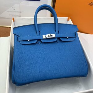 Hermes Birkin Nata Swift Blue For Women Silver Toned Hardware 10in/25cm