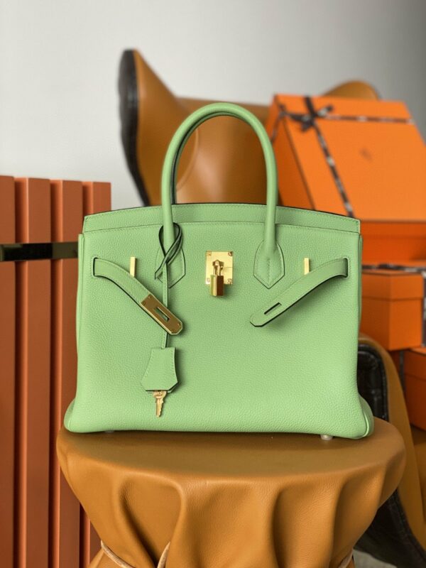 Hermes Birkin Nata Swift Green For Women Gold Toned Hardware 10in/25cm