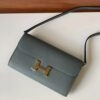 Hermes Constance Togo Long Wallet 21cm/8.3in Gold Toned Hardware For Women Grey