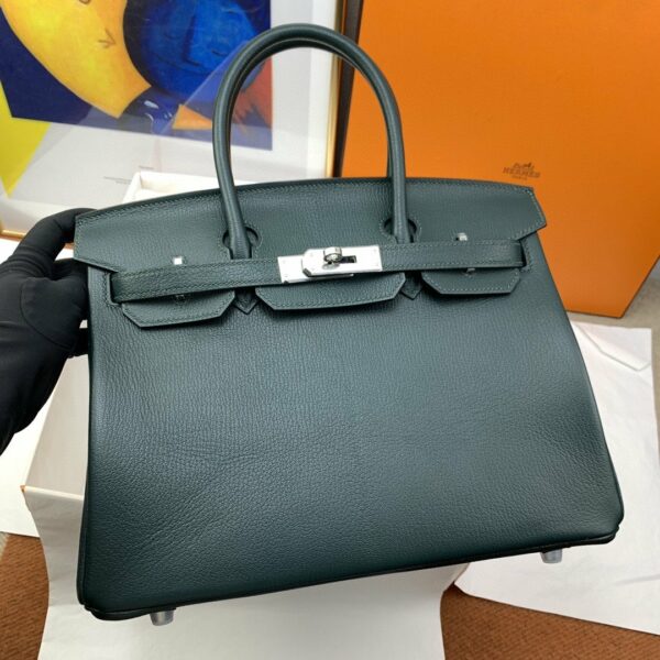 Hermes Birkin Nata Swift Dark Blue For Women Silver Toned Hardware 11.8in/30cm