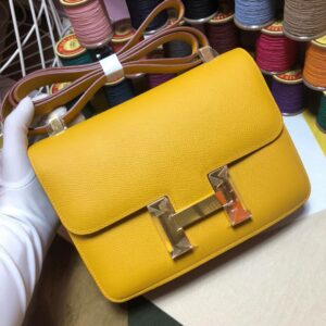 Hermes Constance 23 Epsom Yellow For Women, Women’s Handbags, Shoulder Bags 9.4in/23cm