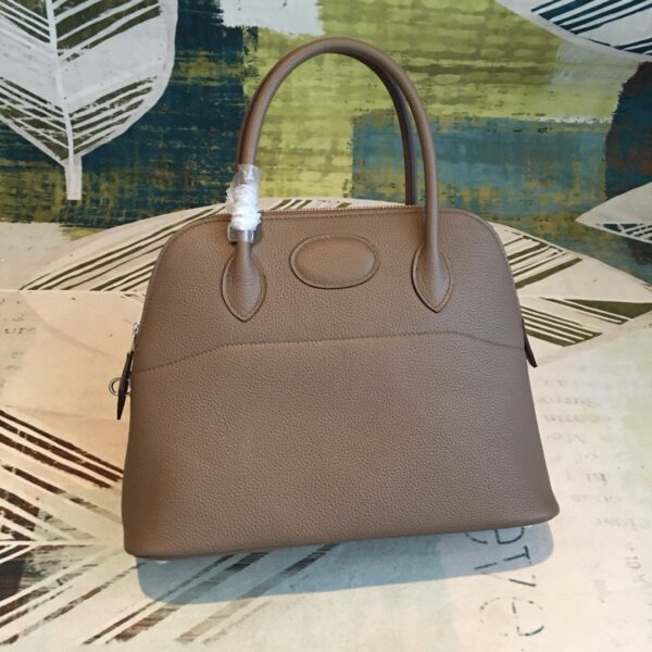 Hermes Bolide Bag Grey For Women Silver Toned Hardware 12.6in/32cm