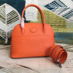 Hermes Bolide Bag Orange For Women Silver Toned Hardware 12.6in/32cm