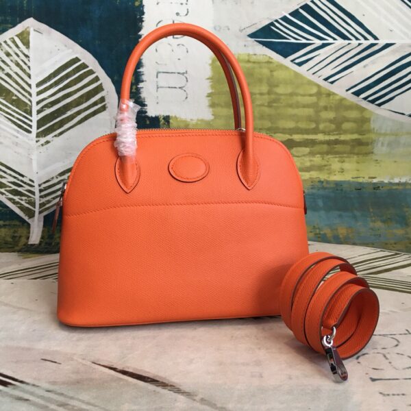 Hermes Bolide Bag Orange For Women Silver Toned Hardware 12.6in/32cm