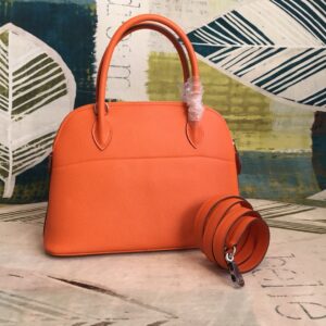 Hermes Bolide Bag Orange For Women Silver Toned Hardware 12.6in/32cm