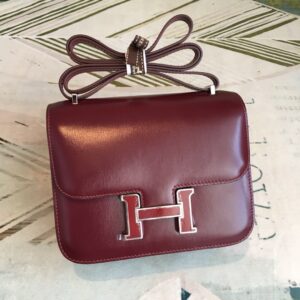 Hermes Constance Burgundy For Women Silver Toned Hardware 7.4in/19cm