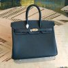 Hermes Birkin Black For Women Silver Toned Hardware 9.8in/25cm