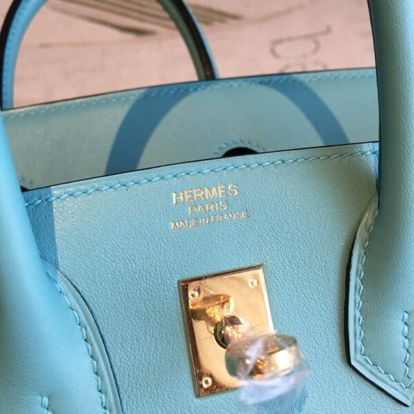 Hermes Birkin Light Blue For Women Gold Toned Hardware 9.8in/25cm