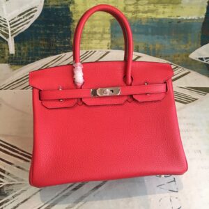 Hermes Birkin Red For Women Silver Toned Hardware 11in/30cm