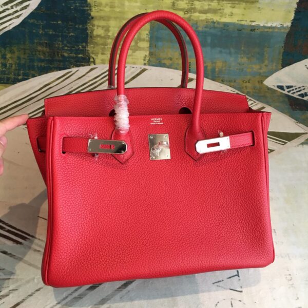 Hermes Birkin Red For Women Silver Toned Hardware 11in/30cm