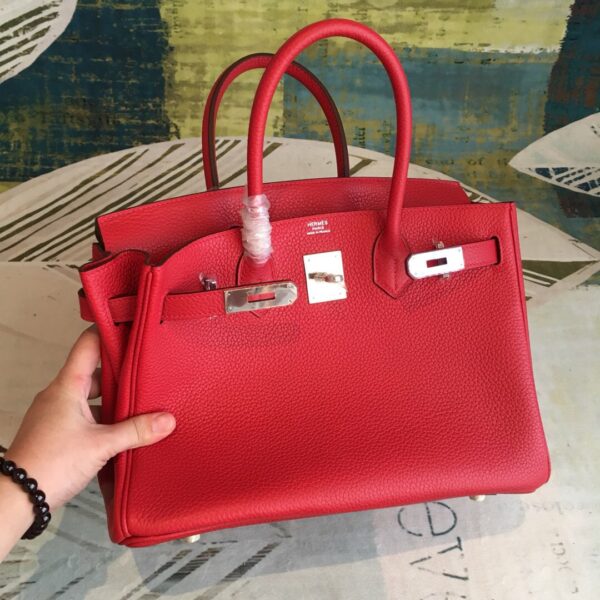 Hermes Birkin Red For Women Silver Toned Hardware 11in/30cm