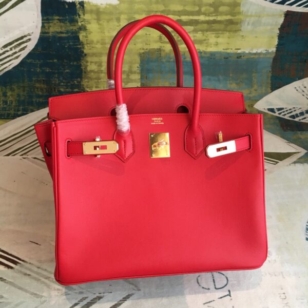 Hermes Birkin Red For Women Gold Toned Hardware 11.8in/30cm