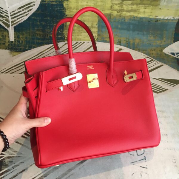 Hermes Birkin Red For Women Gold Toned Hardware 11.8in/30cm