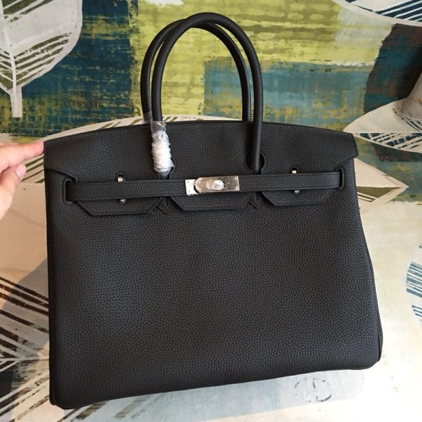 Hermes Birkin Black For Women Silver Toned Hardware 11.8in/30cm