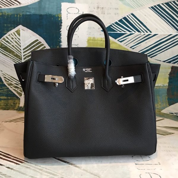 Hermes Birkin Black For Women Silver Toned Hardware 11.8in/30cm