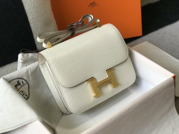 Hermes Constance 23 Pattern Crocodile White For Women, Women’s Handbags, Shoulder Bag 9in/23cm