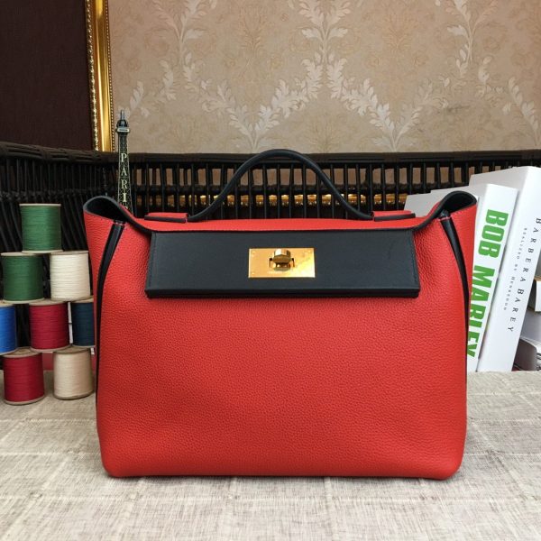 Hermes 24/24 Clemence Swift Red Gold Toned Hardware For Women, Women’s Handbags, Shoulder Bags 11.4in/29cm