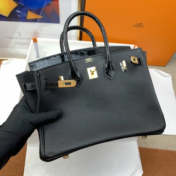 Hermes Birkin Nata Swift Black For Women Gold Toned Hardware 10in/25cm