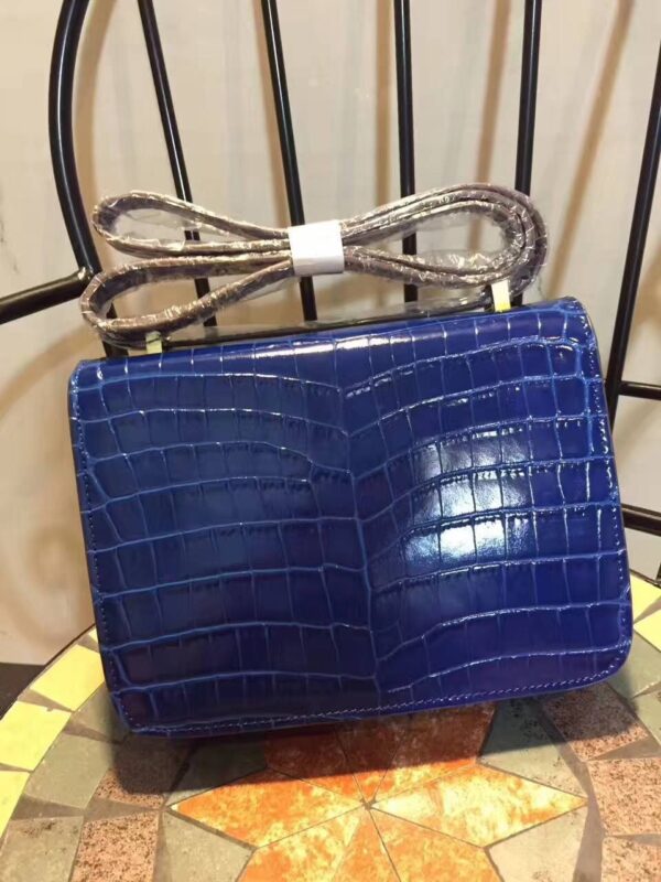 Hermes Constance 24 Pattern Crocodile Blue For Women, Women’s Handbags, Shoulder Bag 9.4in/24cm