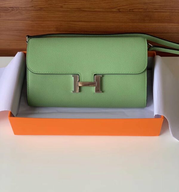 Hermes Constance Epsom Long To Go Wallet Light Green For Women, Women’s Wallet 8.1in/21cm