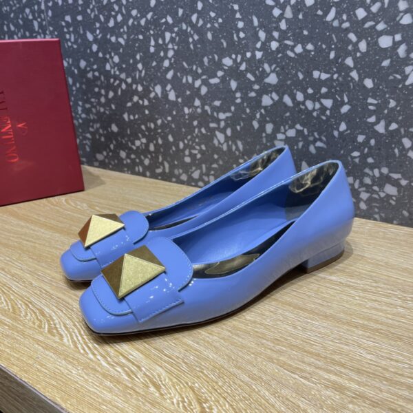 Valentino Garavani One Stud Patent Ballet Flats BLue For Women