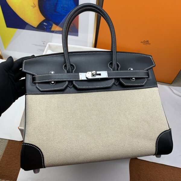 Hermes Birkin Nata Swift BiColor For Women Silver Toned Hardware 11.8in/30cm