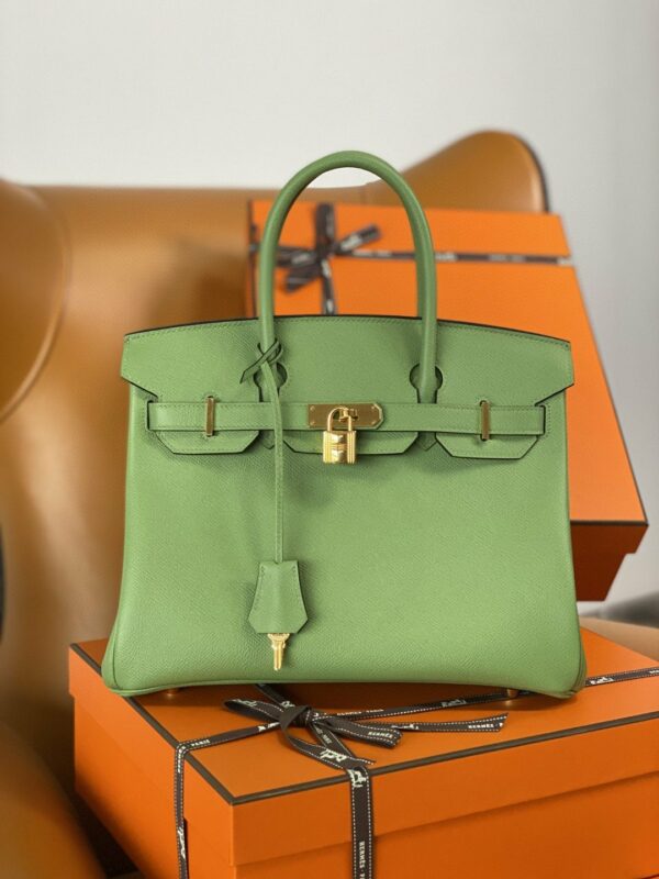 Hermes Birkin Nata Swift Green For Women Gold Toned Hardware 11.8in/30cm