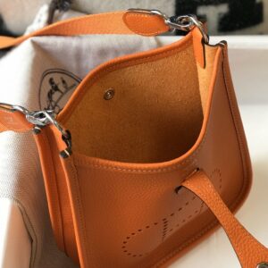 Hermes Evelyne 16 Amazone Bag Orange With Silver-Toned Hardware For Women, Women’s Shoulder And Crossbody Bags 6.3in/16cm