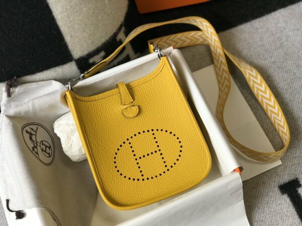 Hermes Evelyne 16 Amazone Bag Yellow With Silver-Toned Hardware For Women, Women’s Shoulder And Crossbody Bags 6.3in/16cm