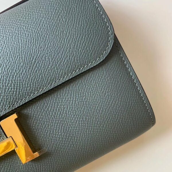 Hermes Constance Togo Long Wallet 21cm/8.3in Gold Toned Hardware For Women Grey