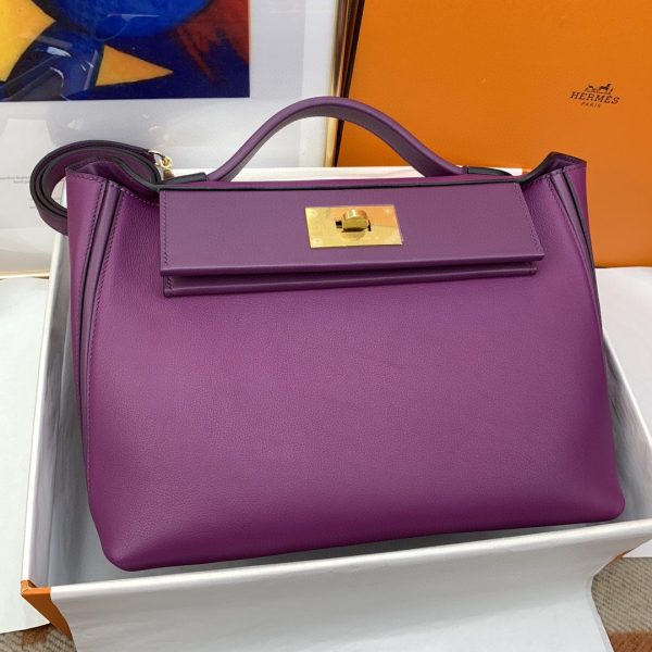 Hermes 24/24 Clemence Swift Purple For Women, Women’s Handbags, Shoulder Bags 11.4in/29cm