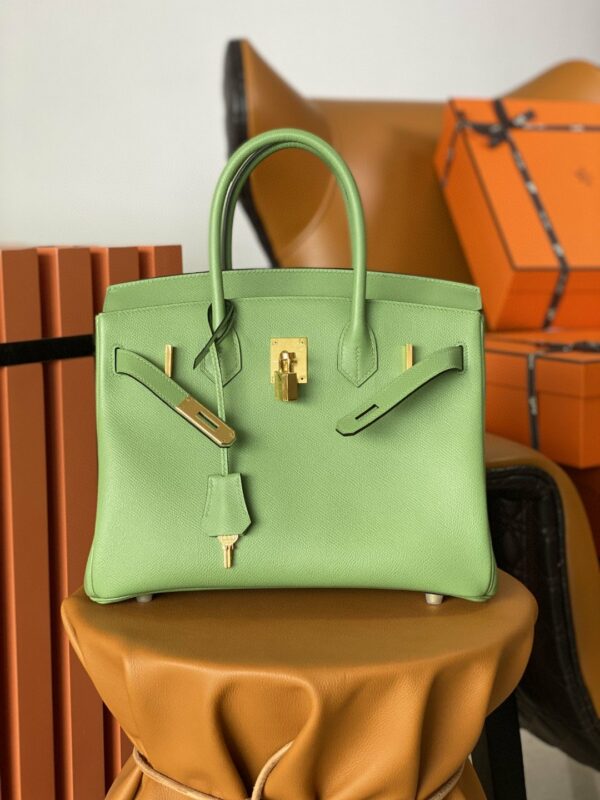 Hermes Birkin Nata Swift Green For Women Gold Toned Hardware 11.8in/30cm