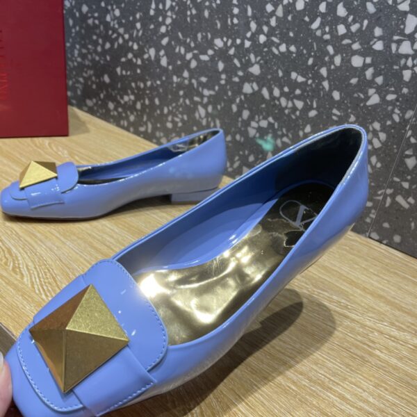 Valentino Garavani One Stud Patent Ballet Flats BLue For Women